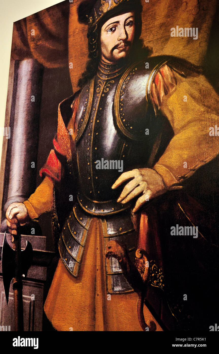 Portugal, Lisbon: Oil painting showing King John II. in an exposition in the Monastery of Saint Jerome Stock Photo