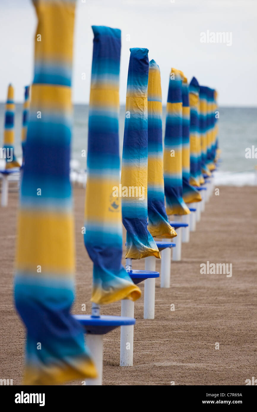 Beach umbrellas in Sottomarina Stock Photo