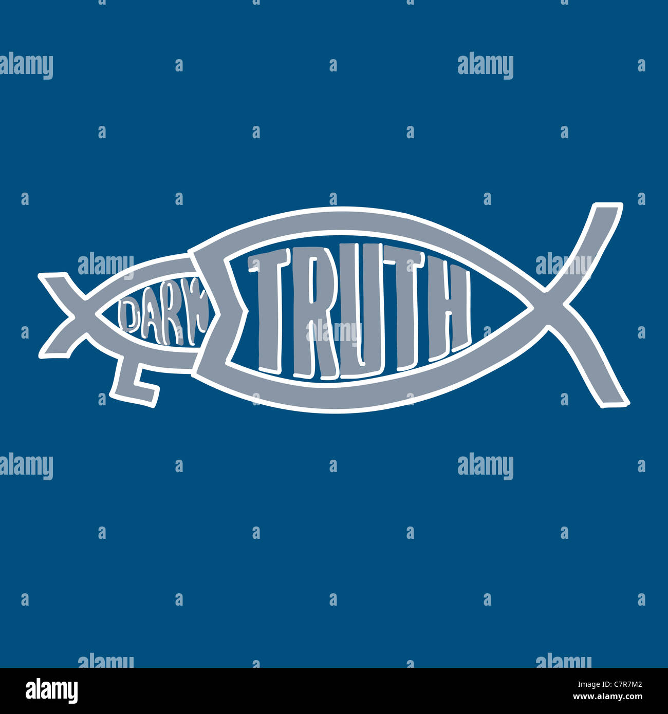 Truth fish eats Darwin fish with legs illustration - exclusive to Alamy ...