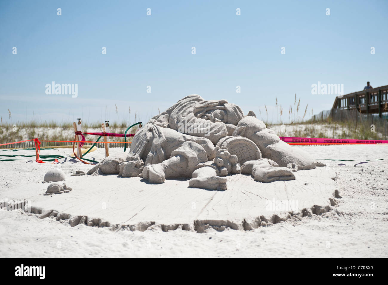 Completed sand sculptor of Brian Wigelsworth at the Navarre Beach