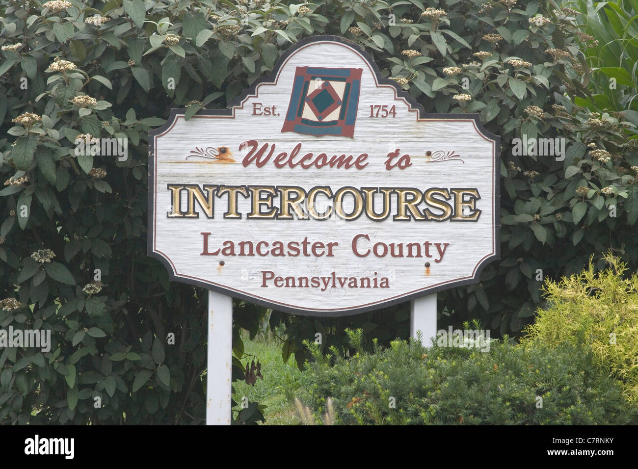 intercourse town signs in lancaster county pennsylvania Stock Photo Alamy