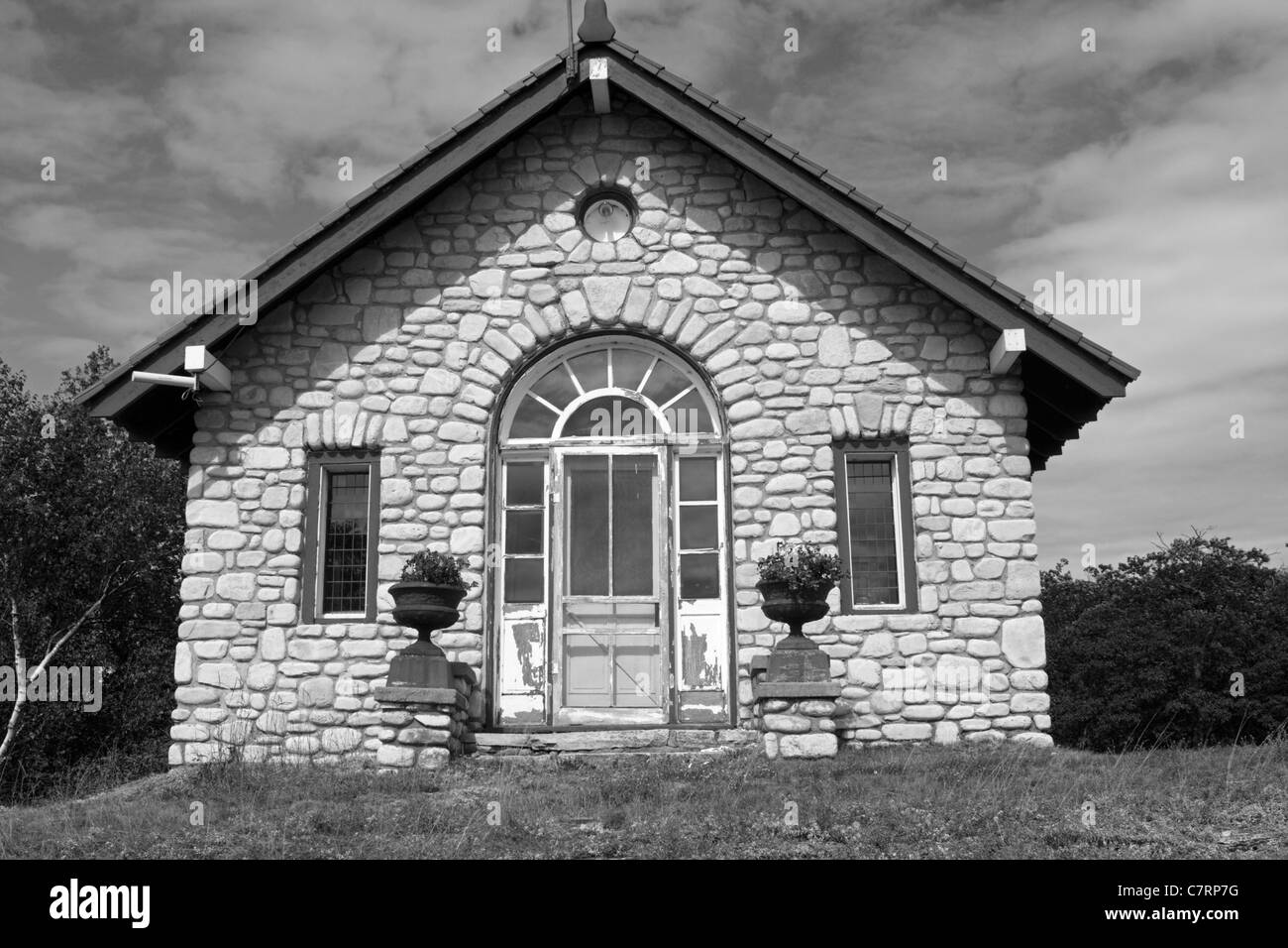 The ranger's house sits up high on Rock Island State Park in Door