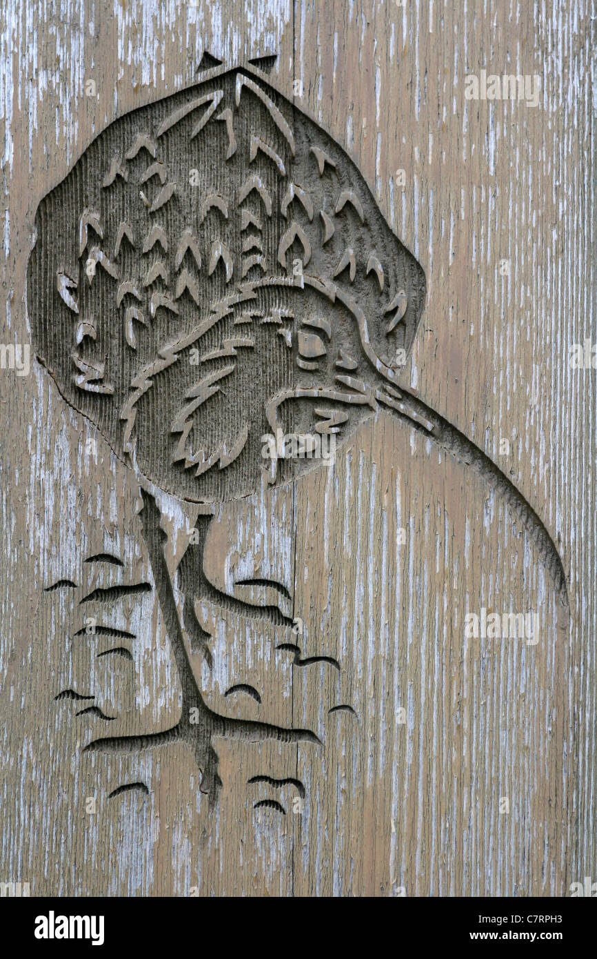 Wooden Carving Of A Curlew Stock Photo