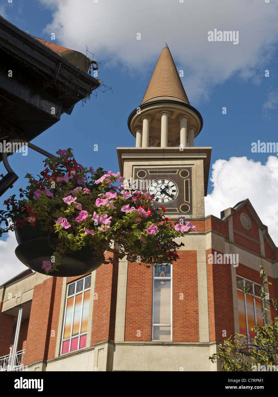 The clock tower of the Waterside shopping centre, Lincoln, England