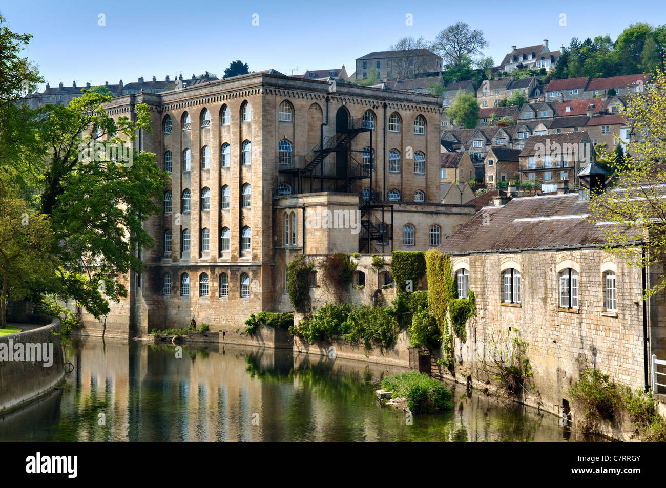 Abbey Mill with reflection on the river Avon taken at Bradford on Avon