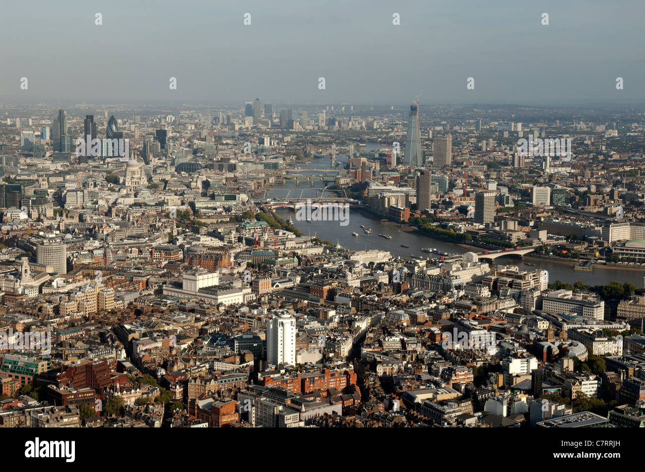 An aerial view of London and the River Thames. Stock Photo