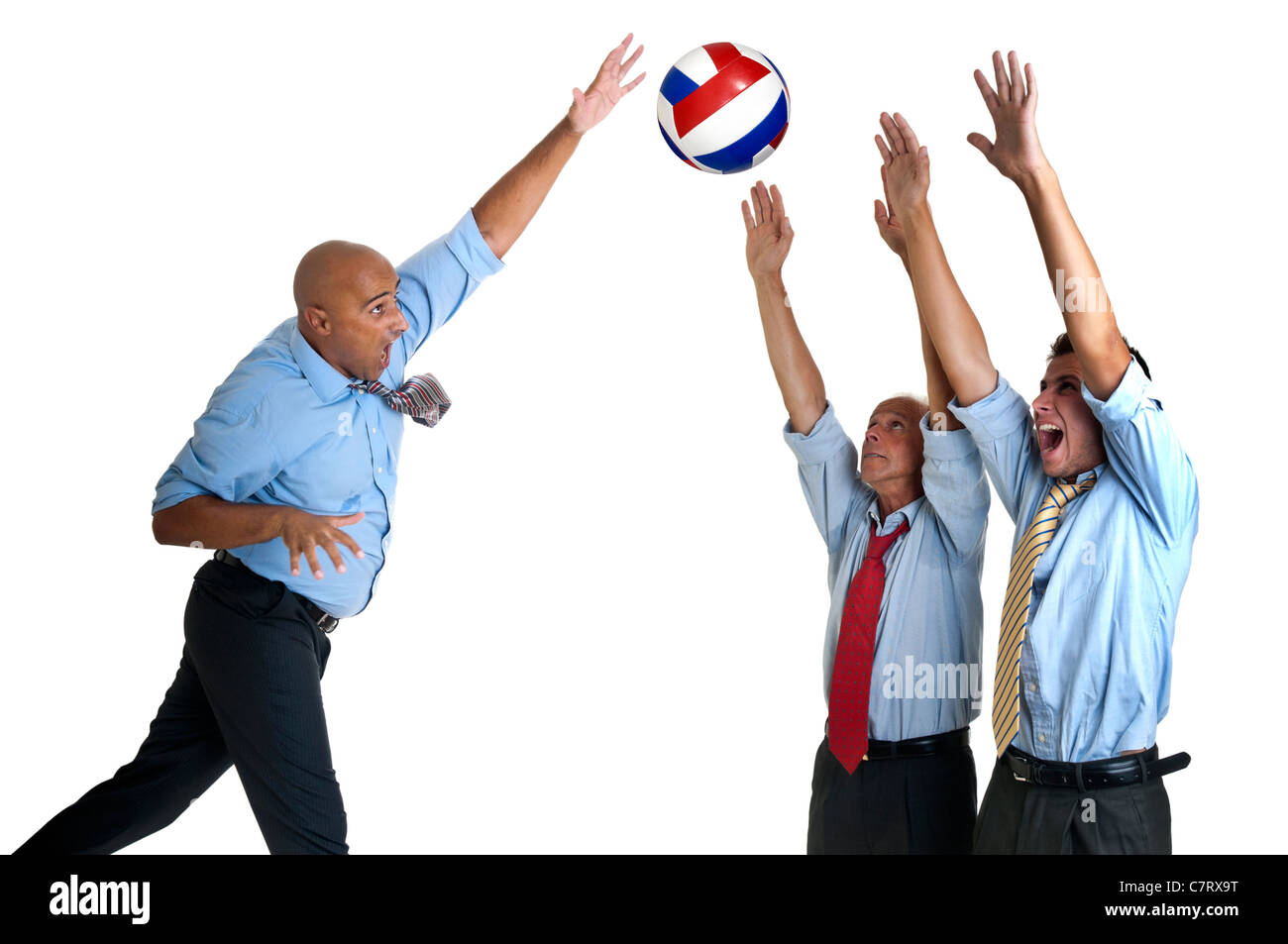 Businessmen playing volley isolated Stock Photo Alamy