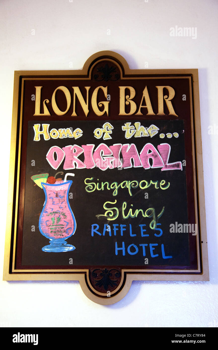 Sing to the Long Bar, Home of the Singapore Sling, Raffles Hotel, Singapore Stock Photo