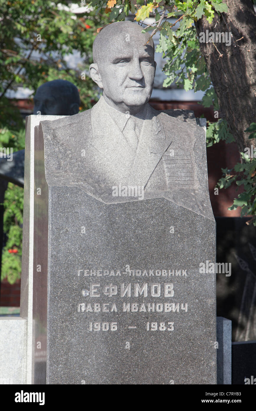 Grave of Soviet Colonel-General Pavel Ivanovich Efimov at Novodevichy Cemetery in Moscow, Russia Stock Photo