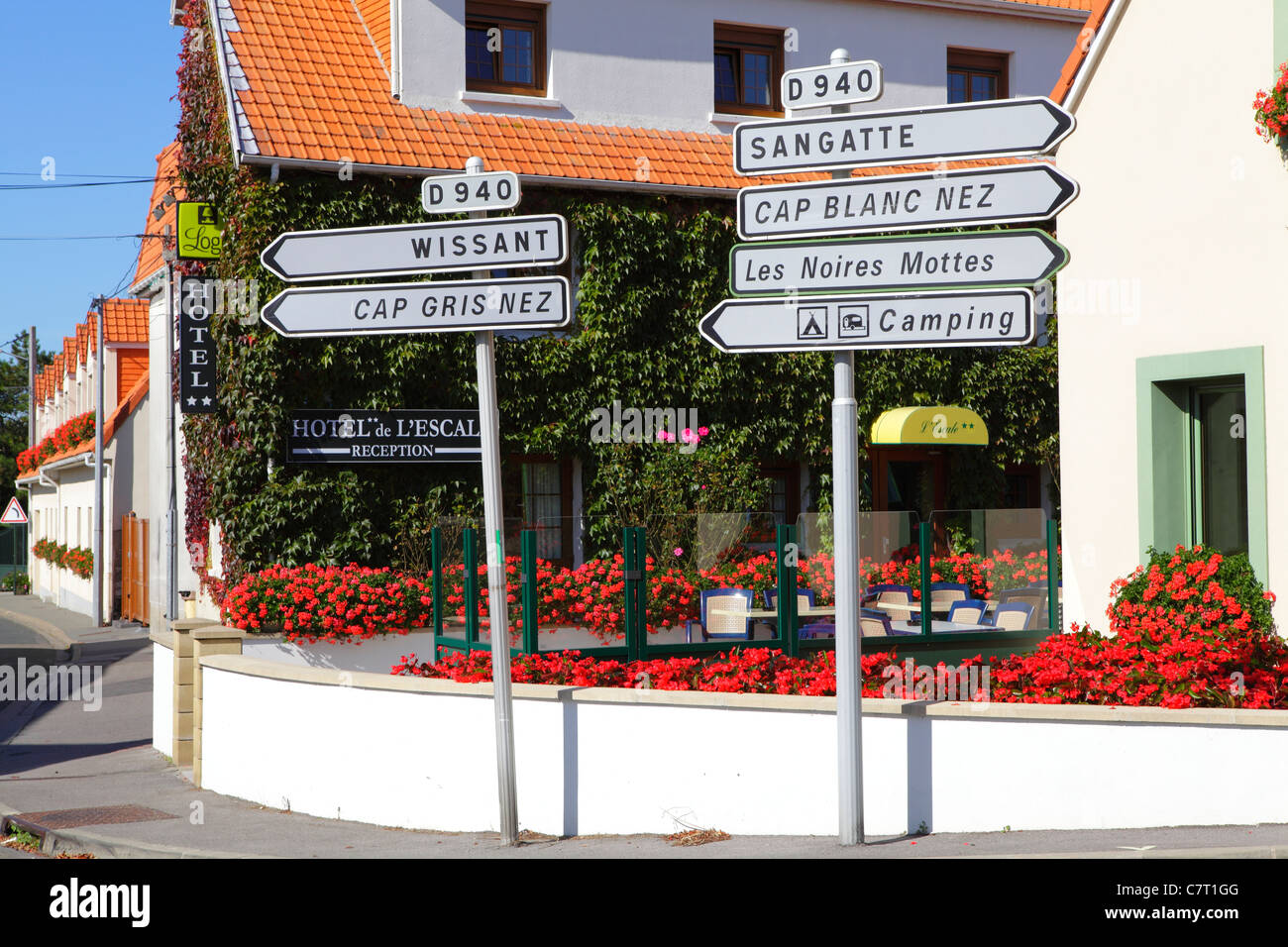 French road signs Escalles near Calais France Stock Photo