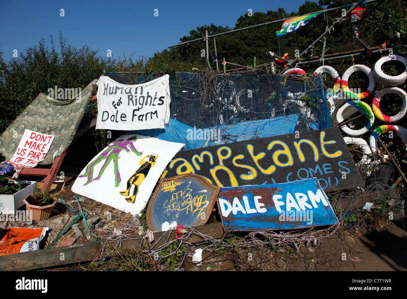 Dale Farm in Basildon, Essex, UK. Site of travellers evicted by local
