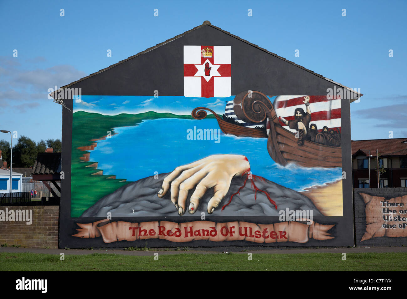 Loyalist wall mural, lower shankill road, Belfast, Northern Ireland, UK. Stock Photo