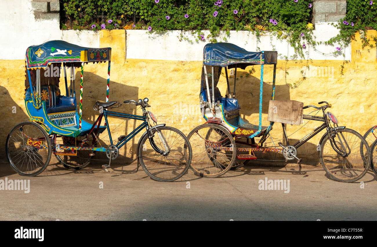 India cycle rickshaws. Andhra Pradesh, India Stock Photo