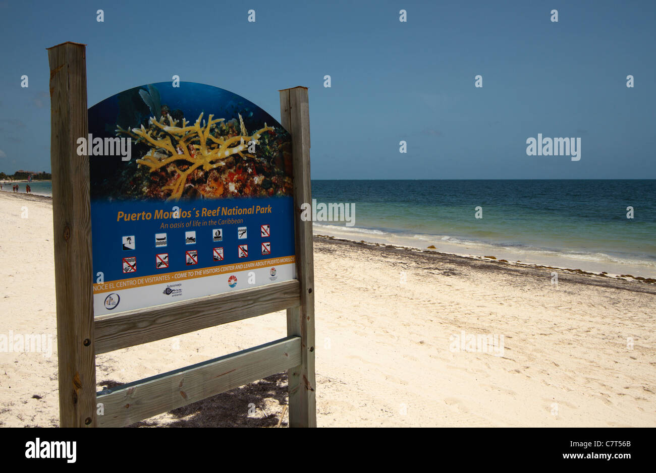Puerto Morelos Reef National Park  sign Stock Photo