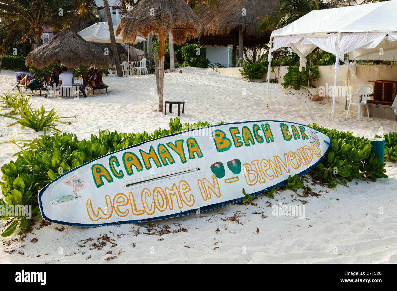 Acamaya beach bar, Puerto Morelos, Riviera Maya, Caribbean coast of Mexico Stock Photo