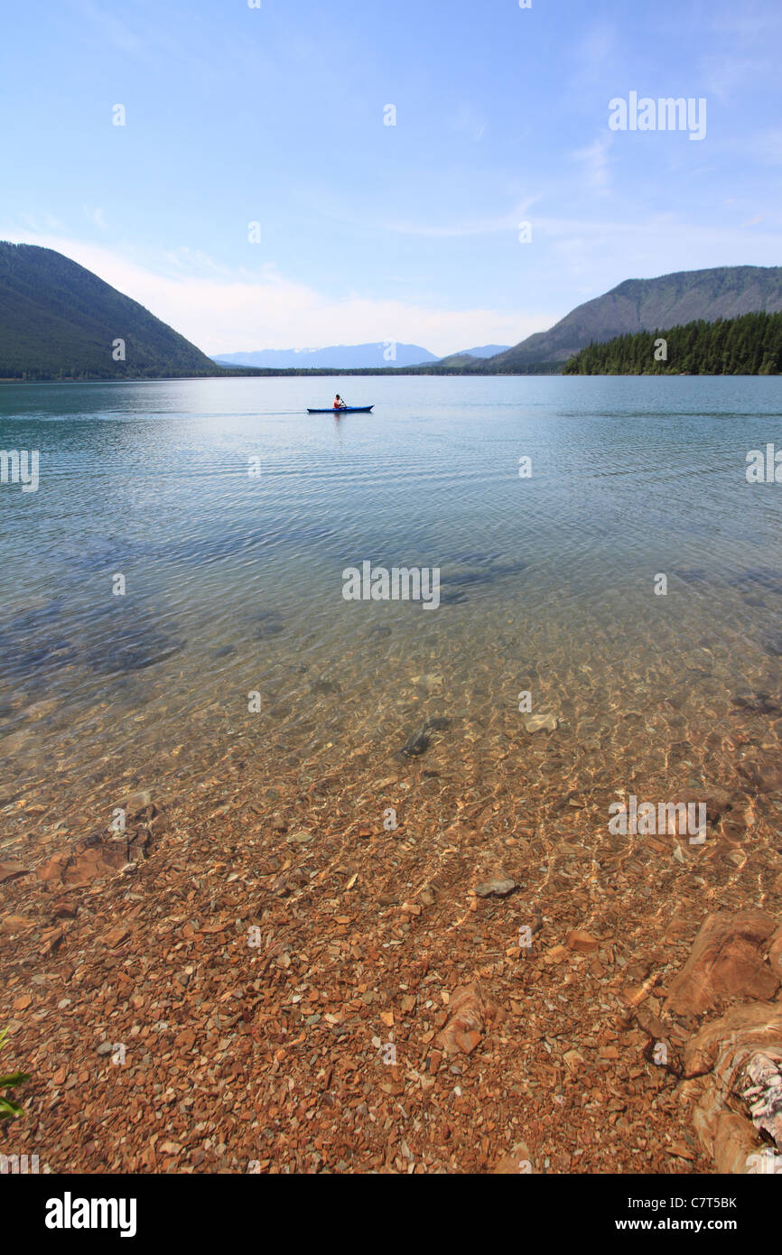 Kayaking in Glacier National Park Stock Photo Alamy