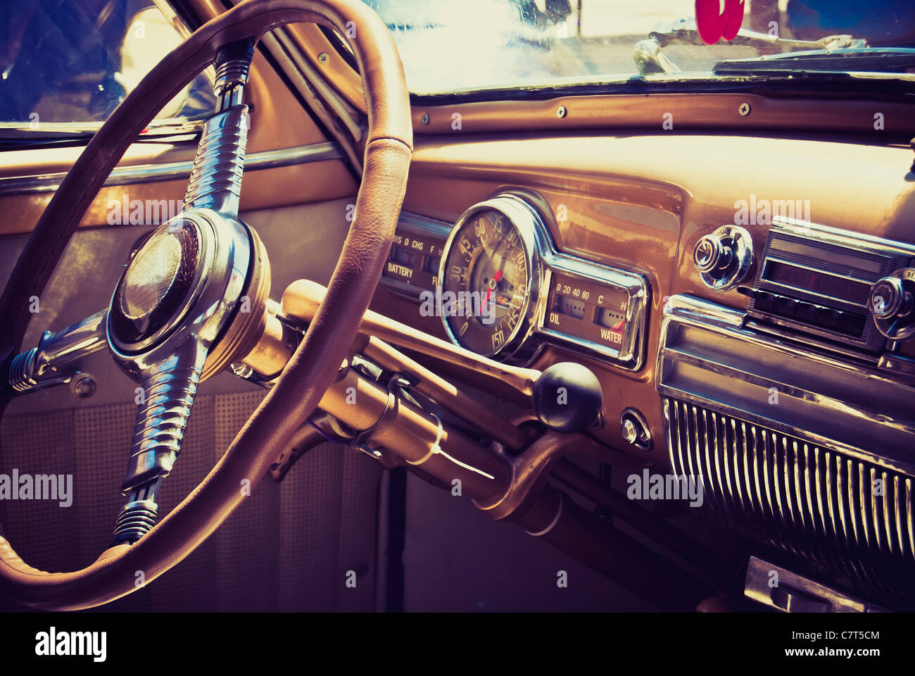 Inside In A Old American Car Stock Photo Alamy
