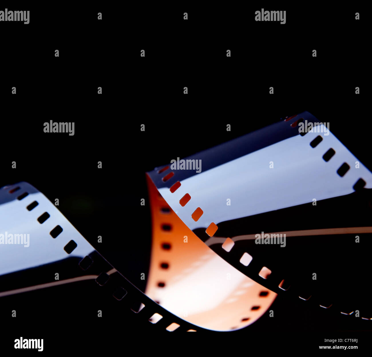 Abstract details of 35mm film strip on black background Stock Photo