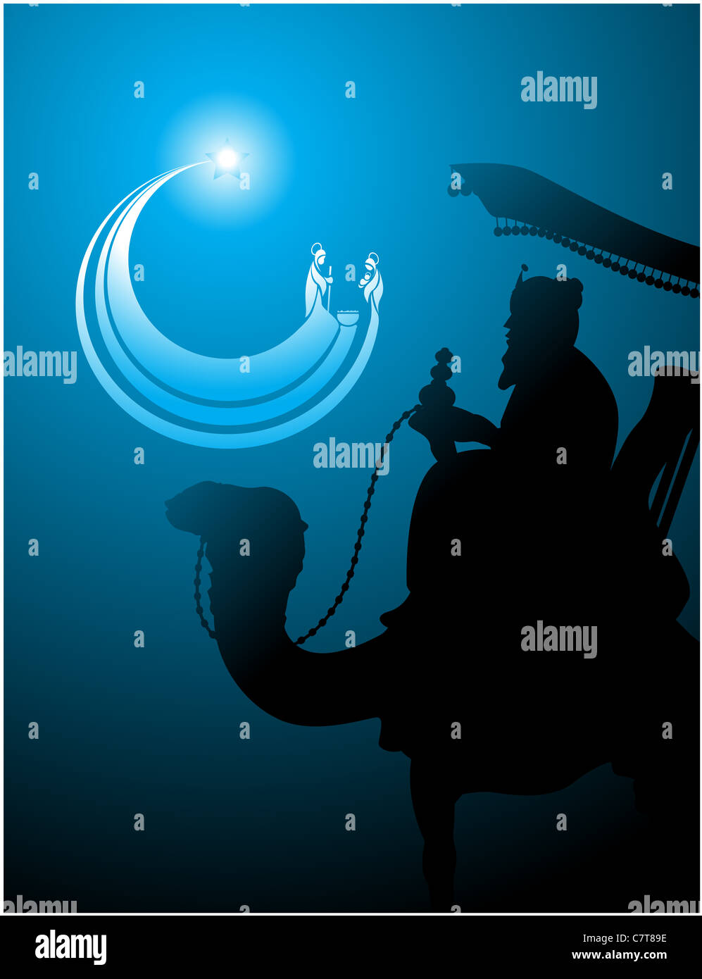 belen star shaped icon of the Nativity as the Wise Man is watching ...