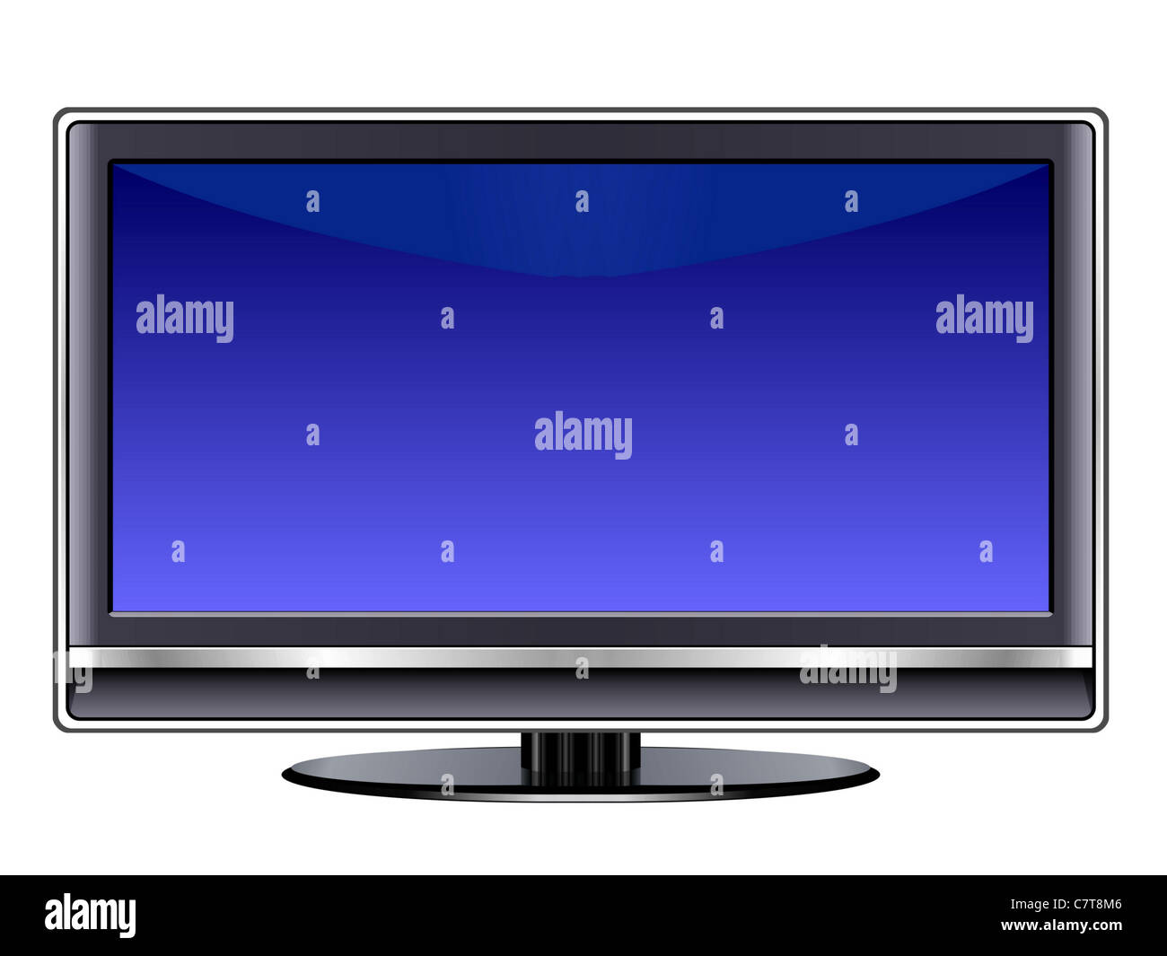 Plasma TV silver monitor Flat LCD isolated on white background Stock