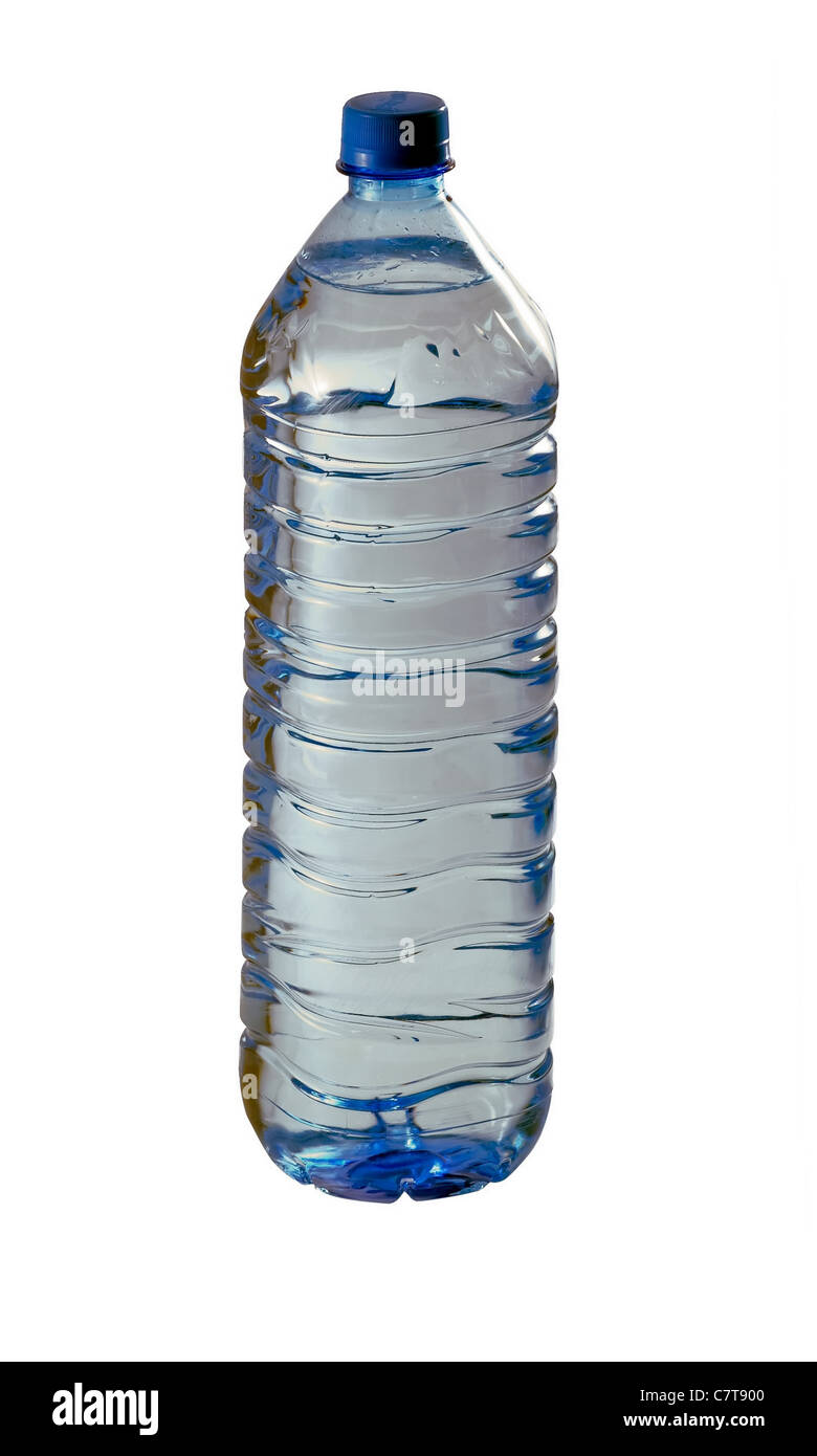 Blue bottle of water isolated on white Stock Photo Alamy
