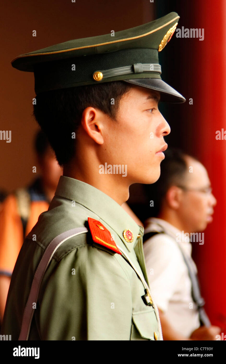 China, Beijing, close up of policeman Stock Photo