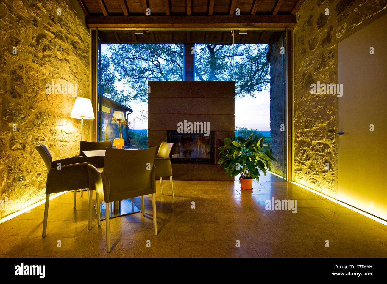 Italy, Umbria, Montecchio, Country house, Fireplace Stock Photo