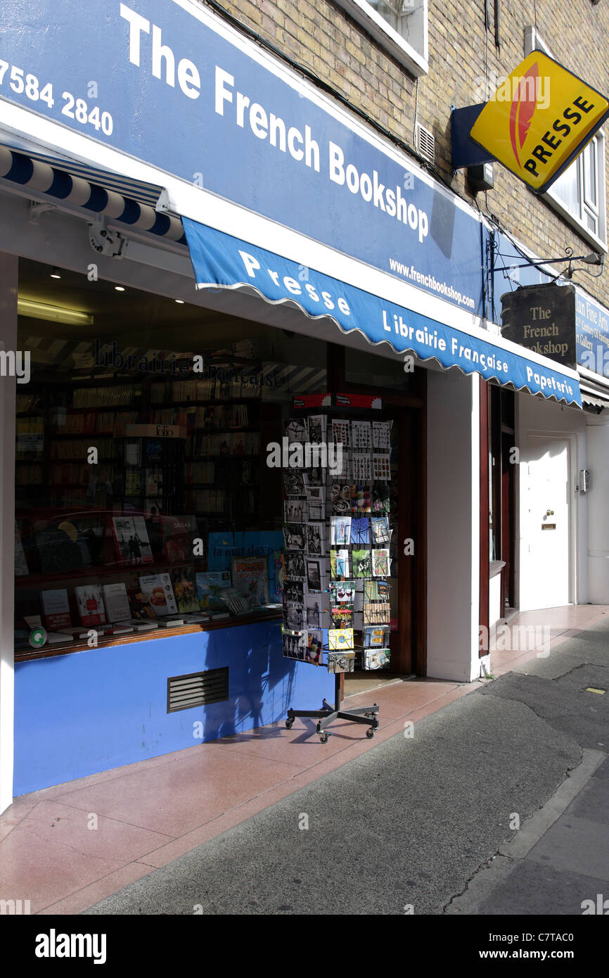 THE FRENCH BOOKSHOP, situated in Bute Street and one of the many shops and stores that service the French community locally. Stock Photo