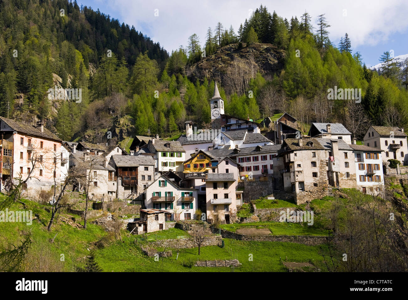 Switzerland, Canton Ticino, Vallemaggia, Fusio village Stock Photo