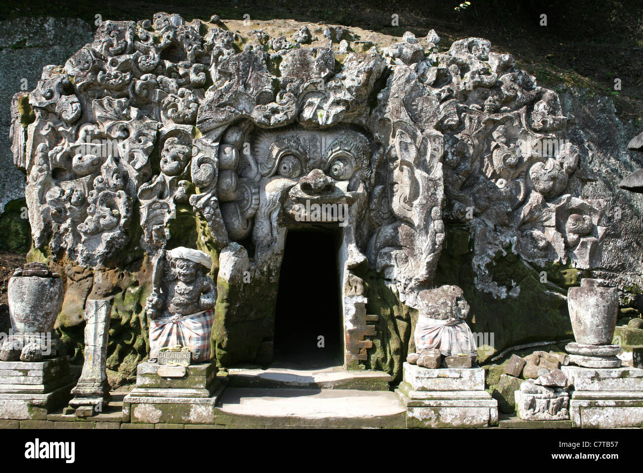 Stone Carved Entrance To The Goa Gajah, or Elephant Cave, Bali Stock Photo