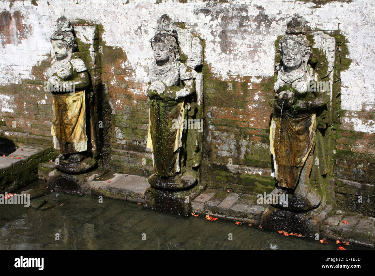 Bathing Temple Figures at Goa Gajah, Bali Stock Photo