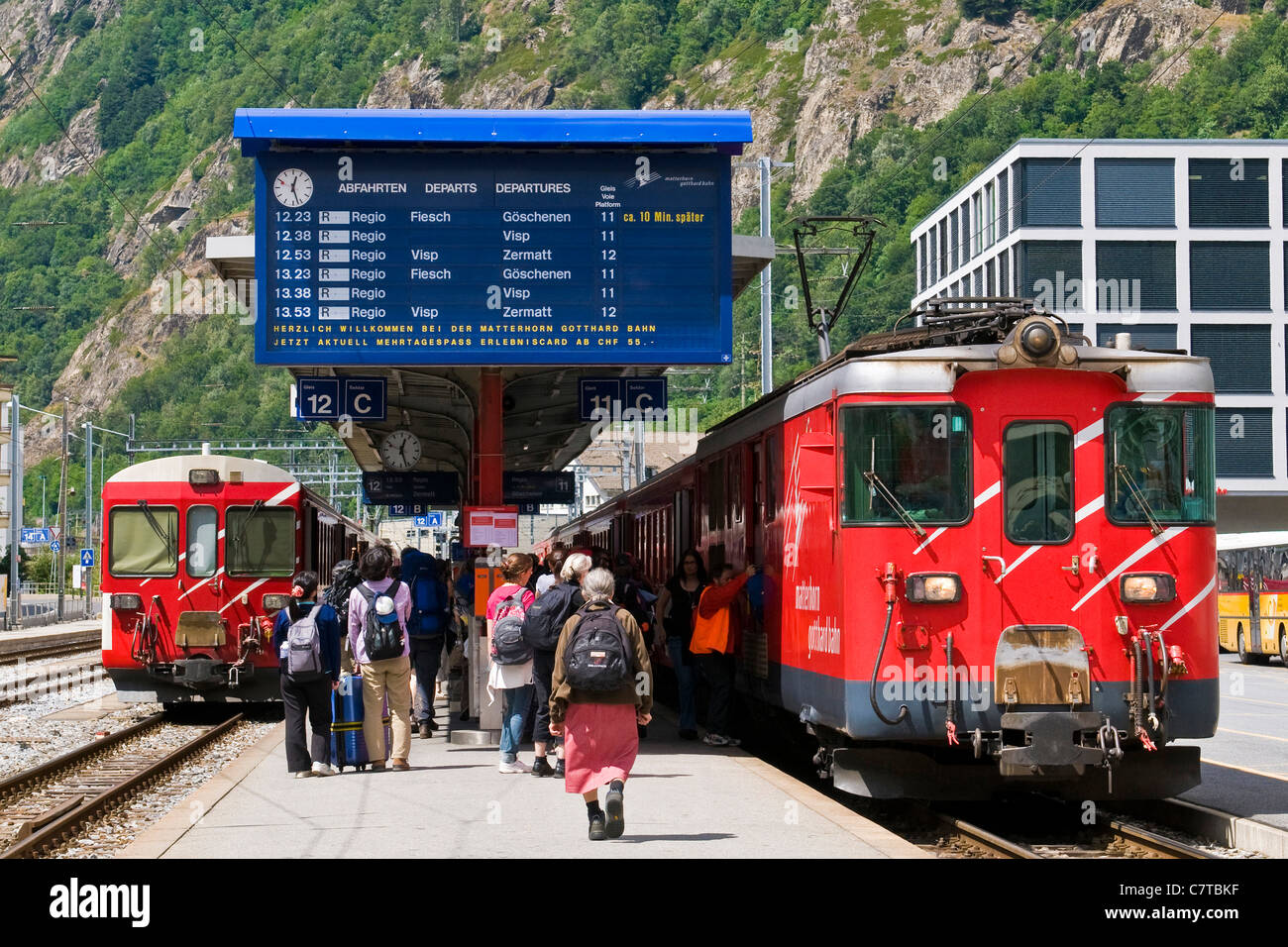 Switzerland, Canton Valais, Brig, Railway station Stock Photo