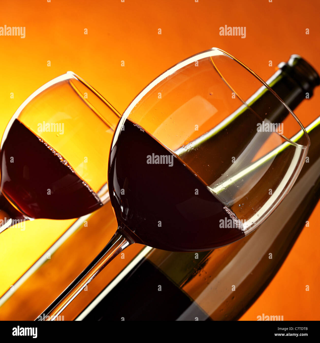 Two bottles with red and rose wine hi-res stock photography and images ...