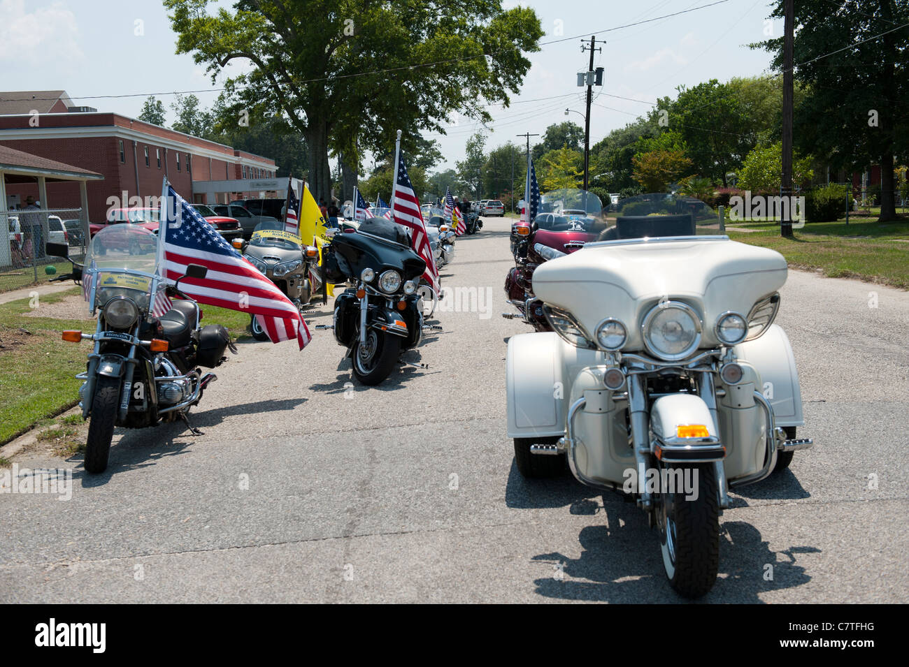 Motorcycle of Patriot Guard Rider at the funeral of a fallen Marine