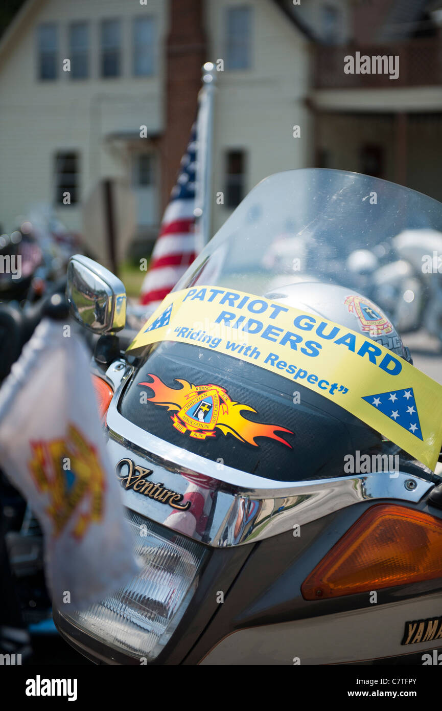 Motorcycle of Patriot Guard Rider at the funeral of a fallen Marine