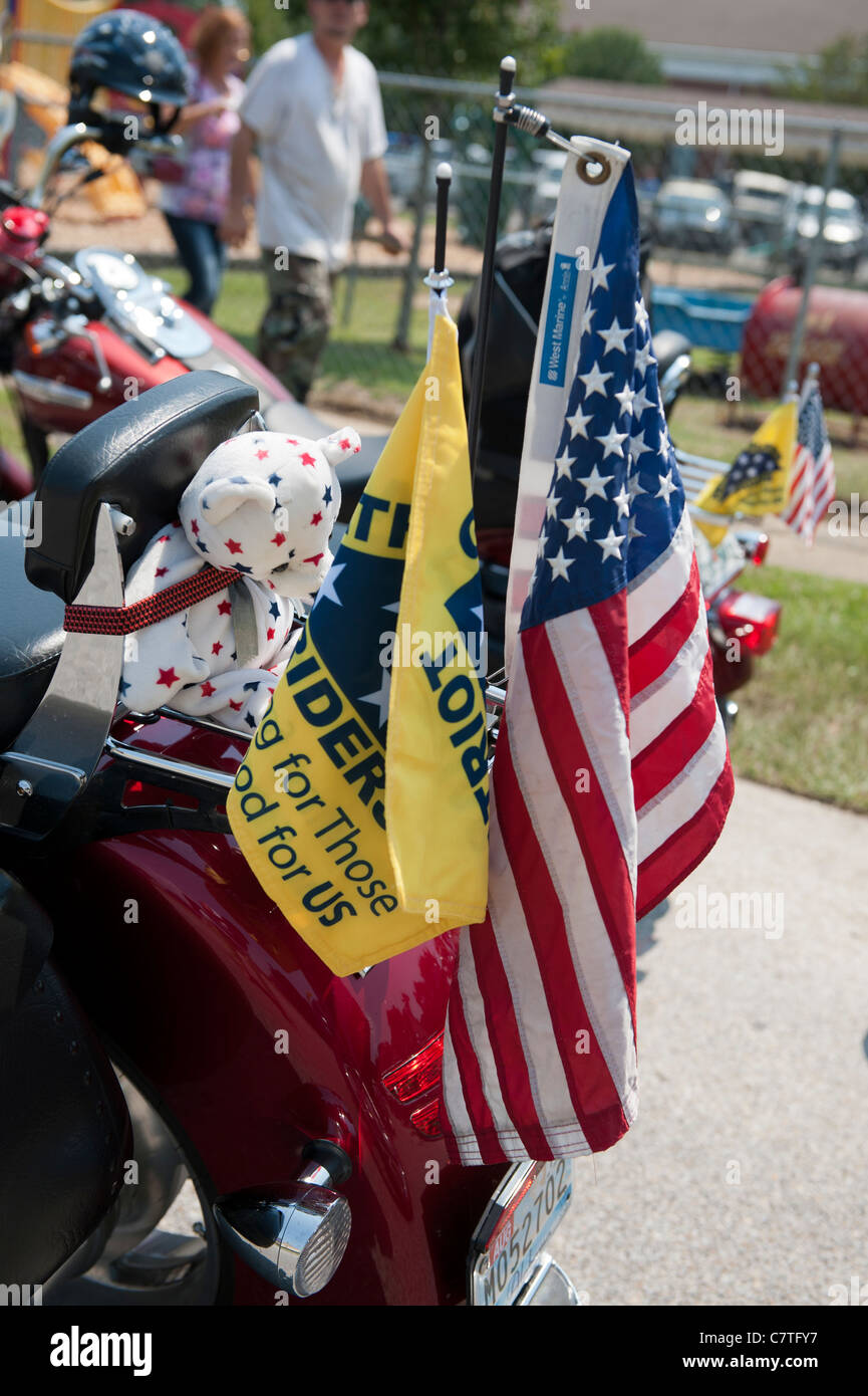 Motorcycle of Patriot Guard Rider at the funeral of a fallen Marine