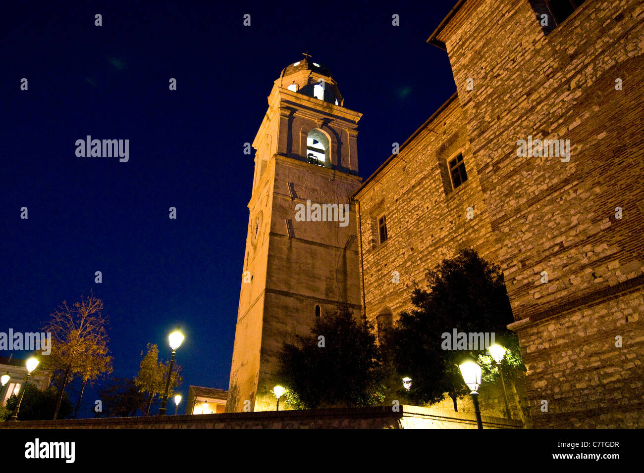 Itlay, Marche, Sirolo, San Nicolò di Bari church at night Stock Photo