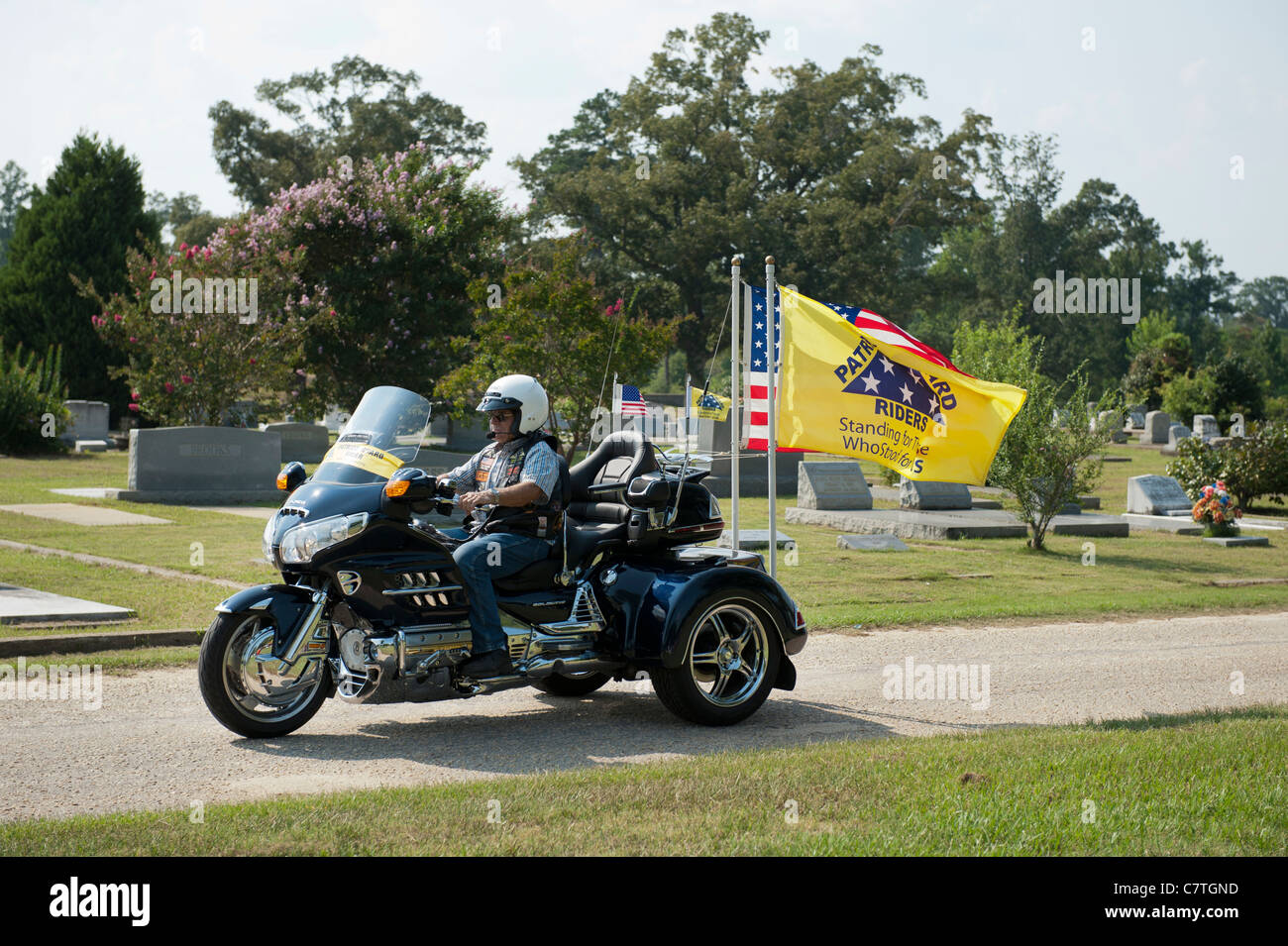 Patriot Guard Riders attend the funeral of fallen Marine Lance Corporal Travis M Nelson who was killed in Afghanistan Stock Photo