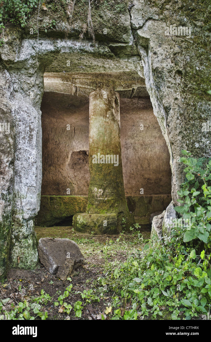 Etruscan tomb (Column Tomb) in San Lorenzo Nuovo, province of Viterbo, Italy. Stock Photo