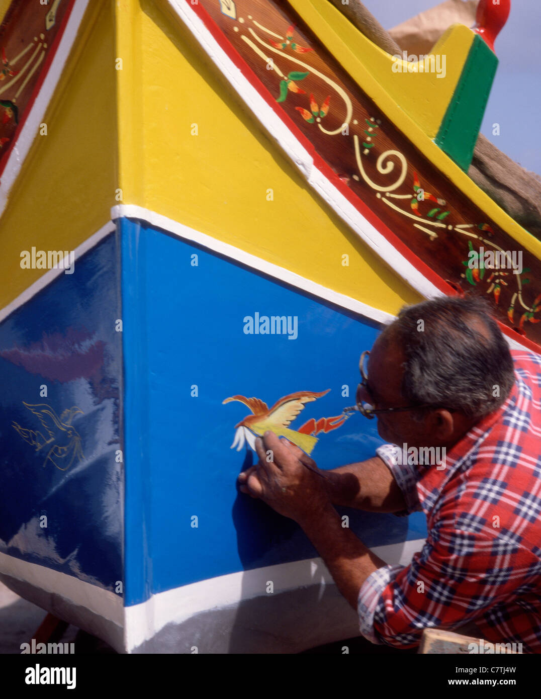 Malta boat painter Stock Photo