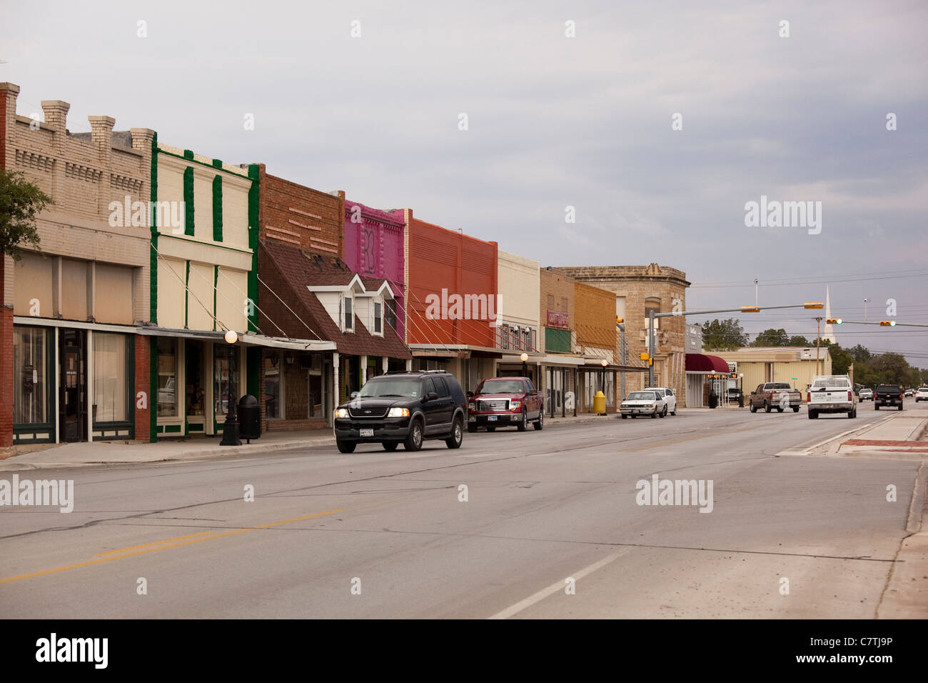 Main street in downtown Haskell, Texas, hometown of Texas first lady Anita Thigpen Perry. Stock Photo