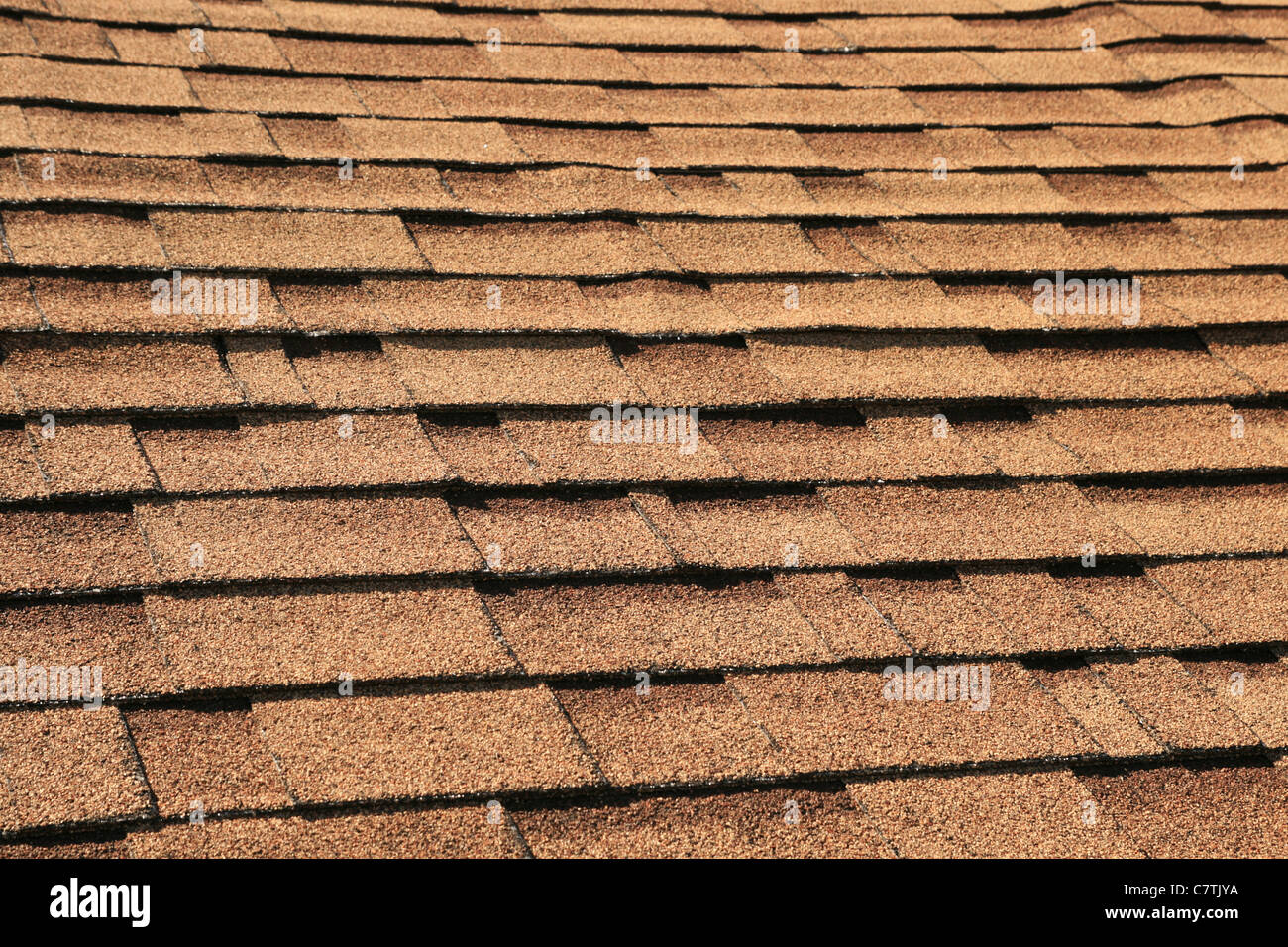 horizontal background of brown roof shingles Stock Photo
