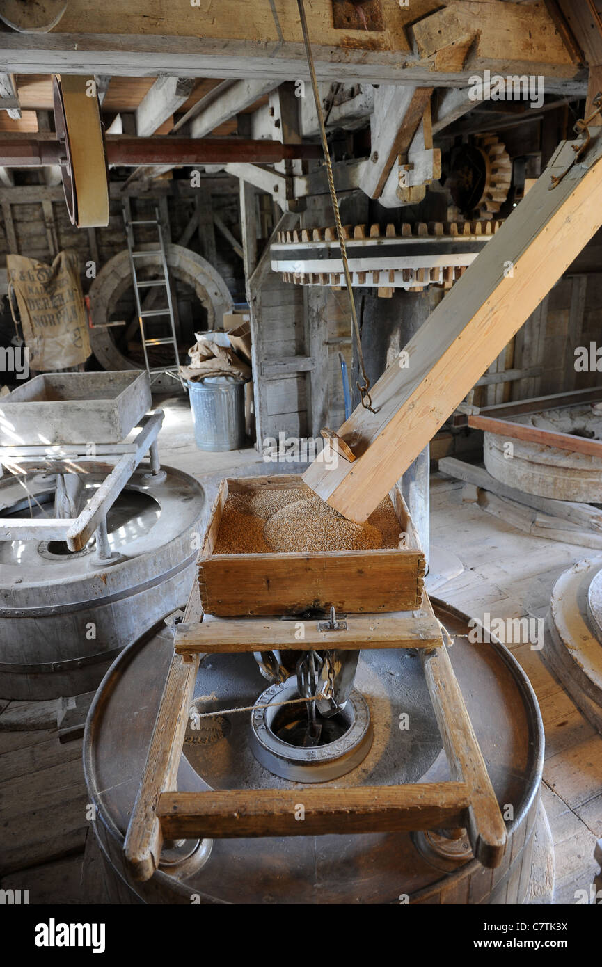 Flour in production on traditional eighteenthcentury water mill uk