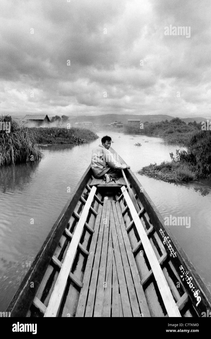 Burma, boat on the Inle Lake Stock Photo
