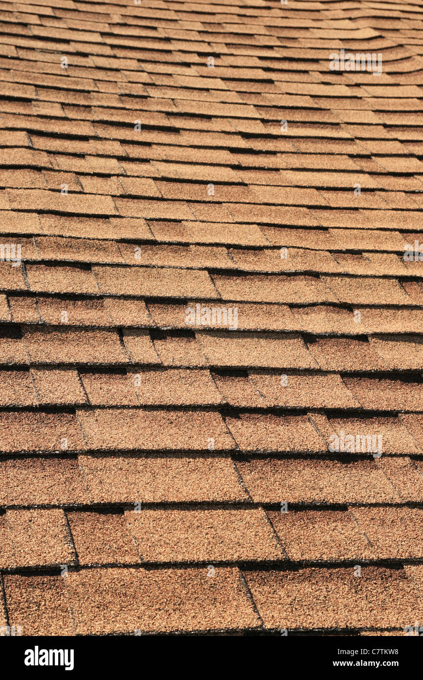 vertical detail of brown roof shingles Stock Photo