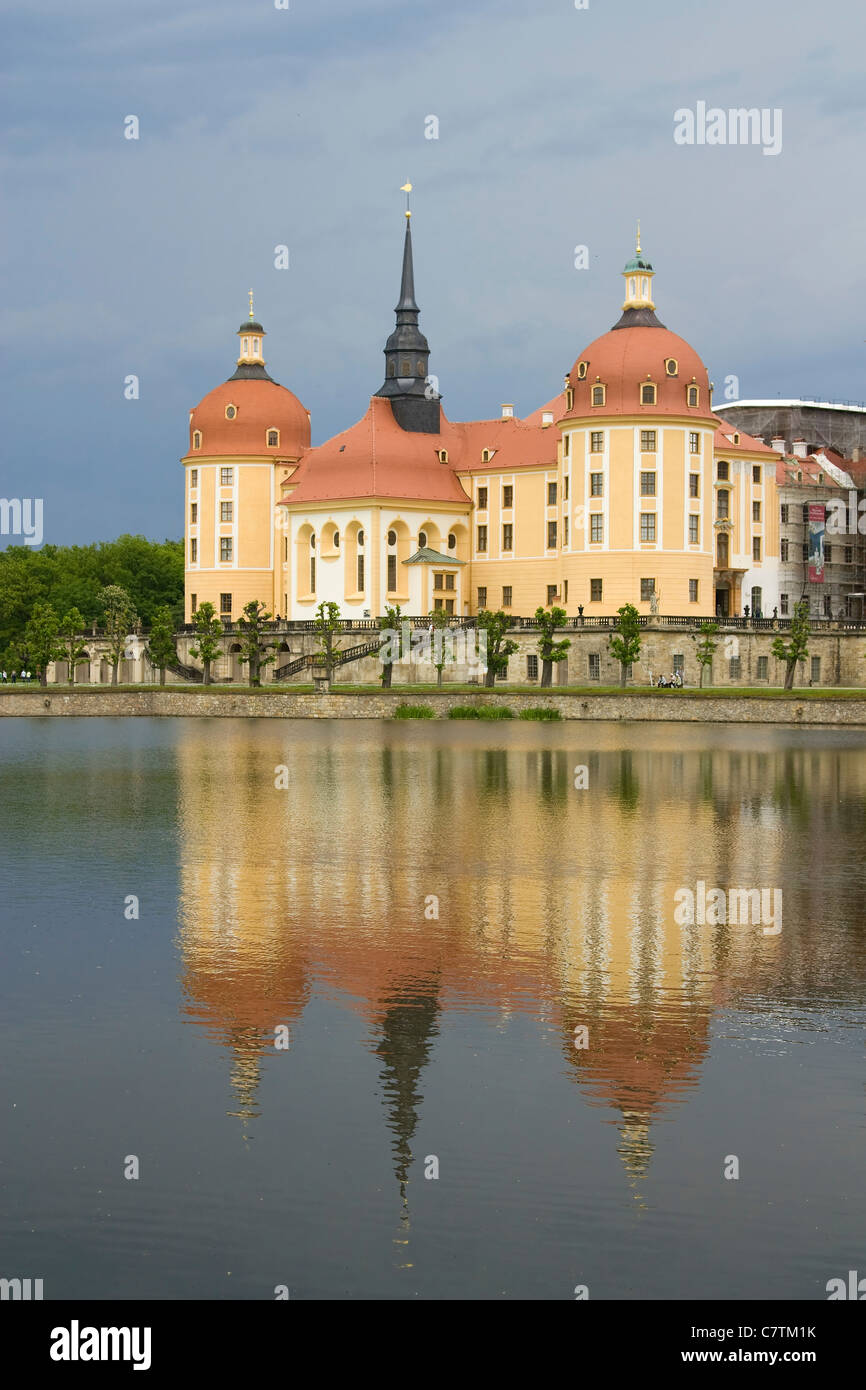 Schloss Moritzburg is a Baroque castle in the municipality of Moritzburg  in the German state of Saxony. Stock Photo