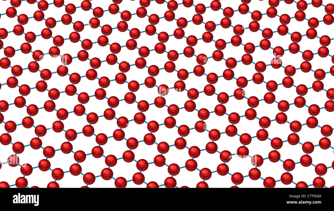 Graphene model hexagonal crystal lattice 3d render on white Stock Photo