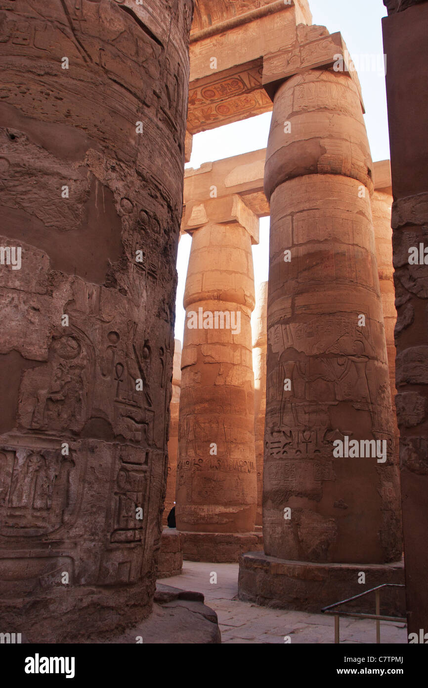 Pillars, Karnak Temple, Egypt. Stock Photo