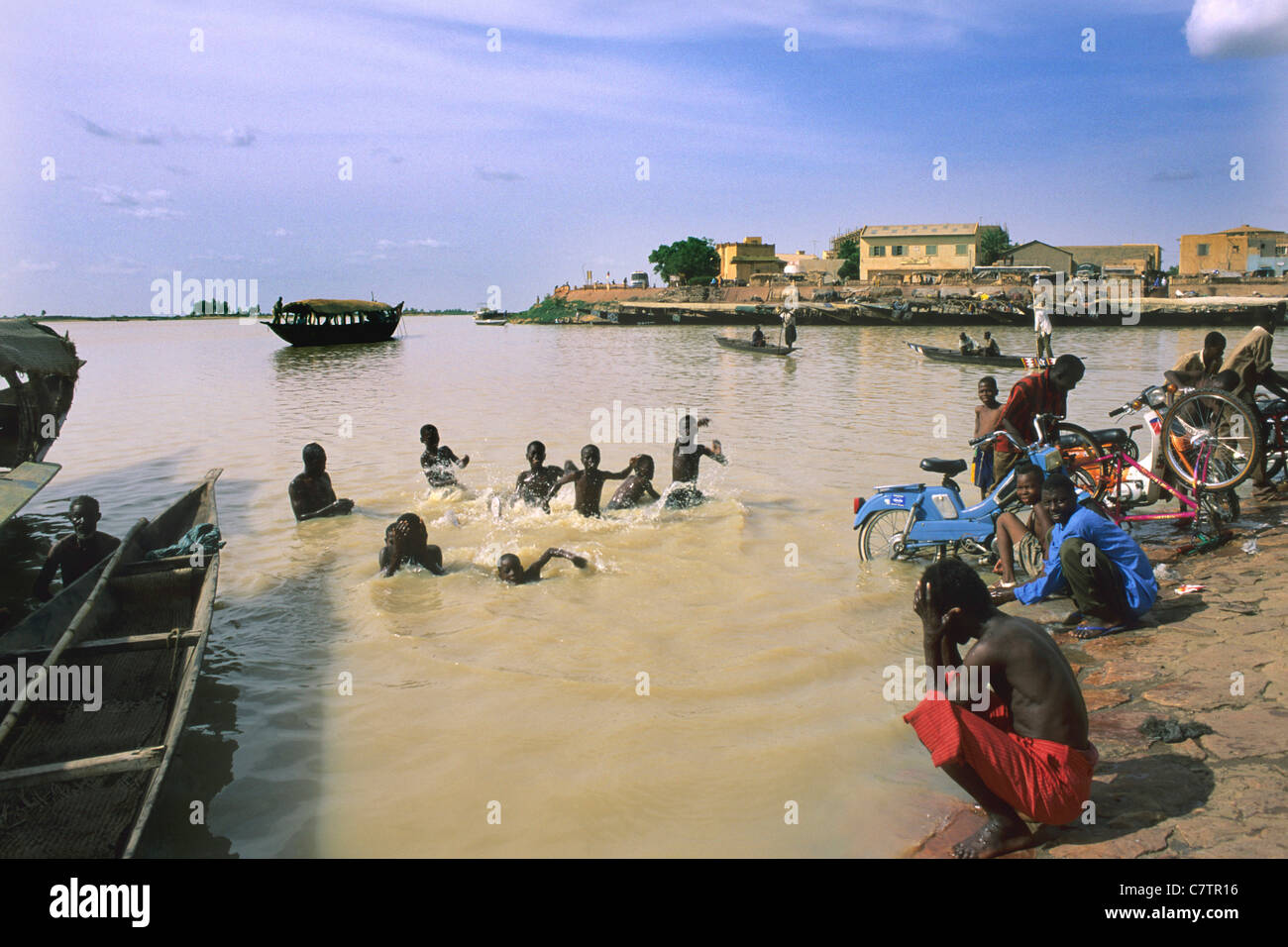 Mali, Niger River, Mopti town Stock Photo