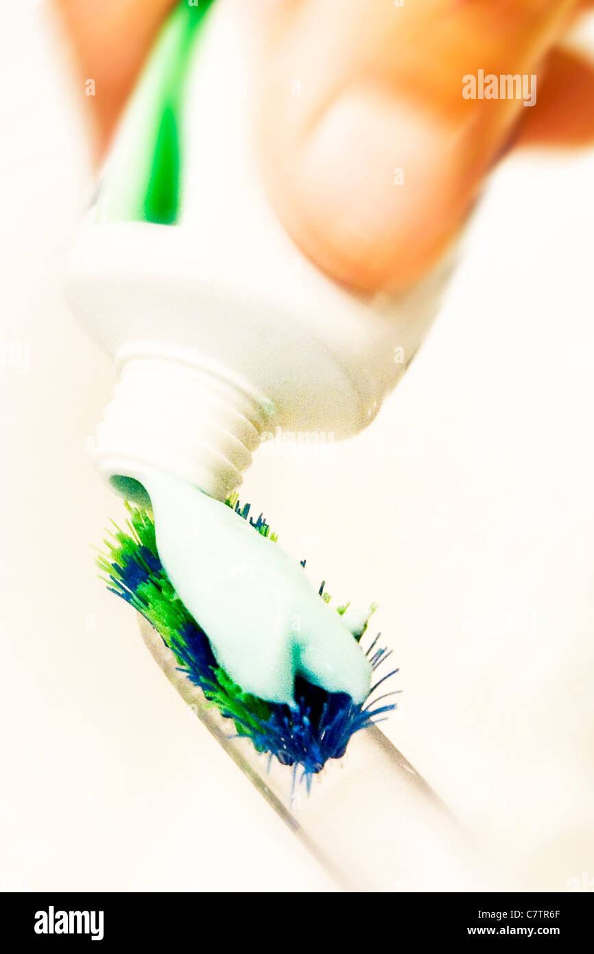 Toothbrush and toothpaste Stock Photo